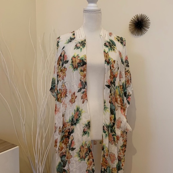 INC International Concepts Tropical-Print Kimono - Picture 2 of 4